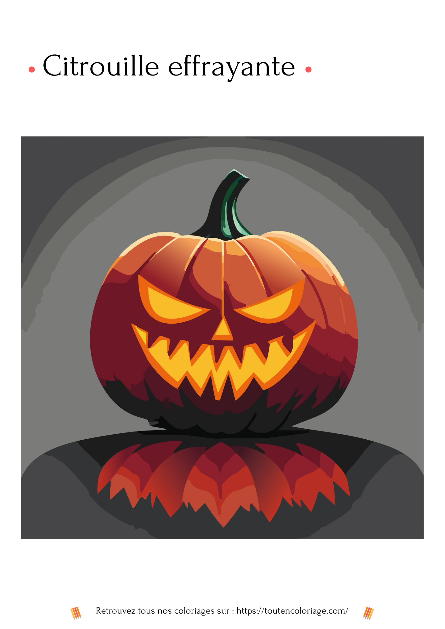Coloriage a imprimer d'une citrouille effrayante pour la fête d'Halloween