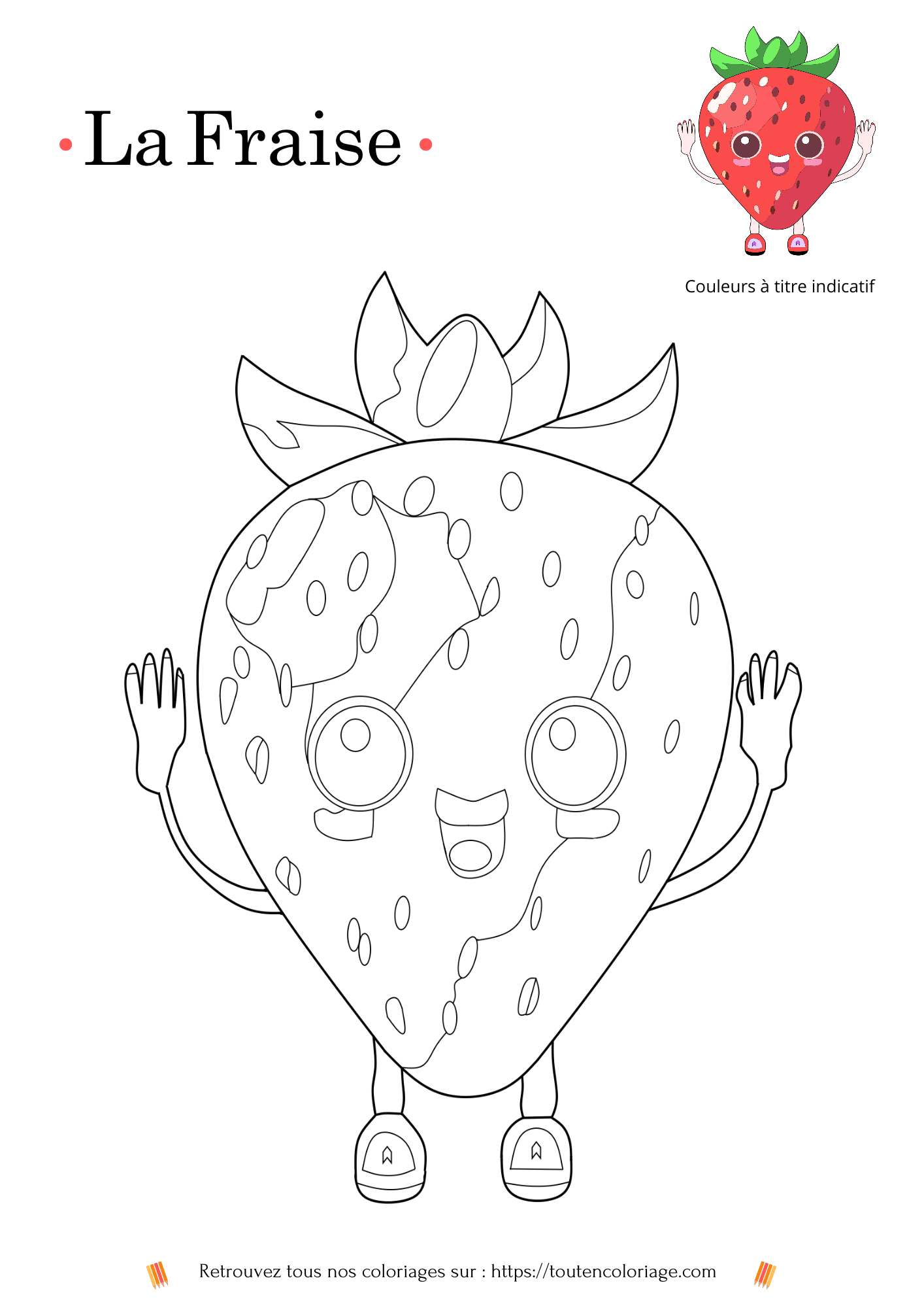 Coloriage de fraise facile à imprimer pour enfants.