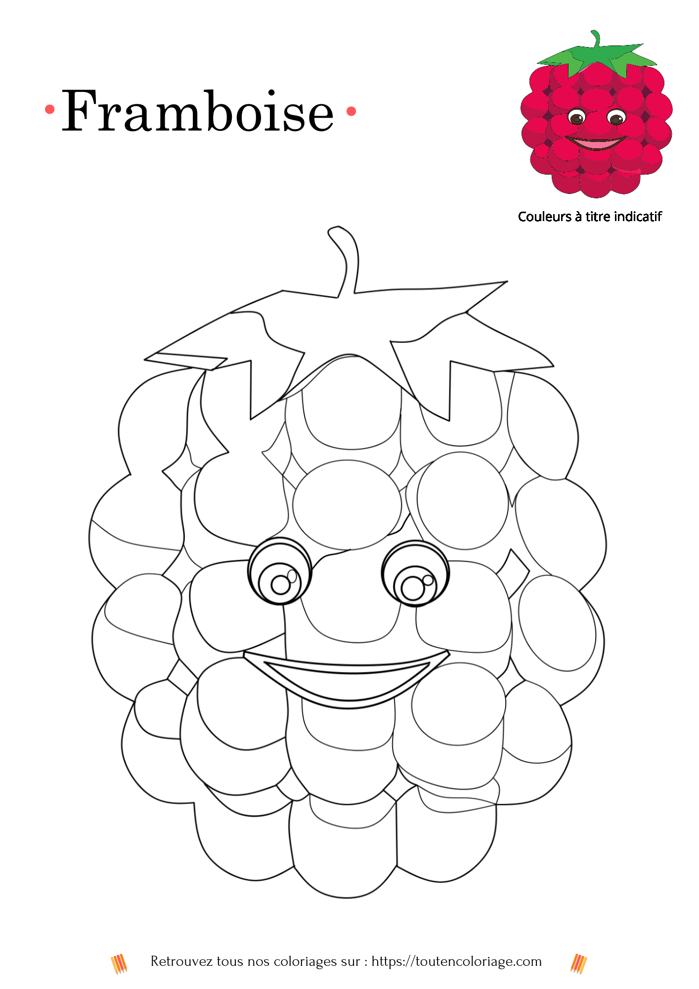 Dessin facile à imprimer et à colorier d'une belle Framboise pour les enfants ou les adultes.