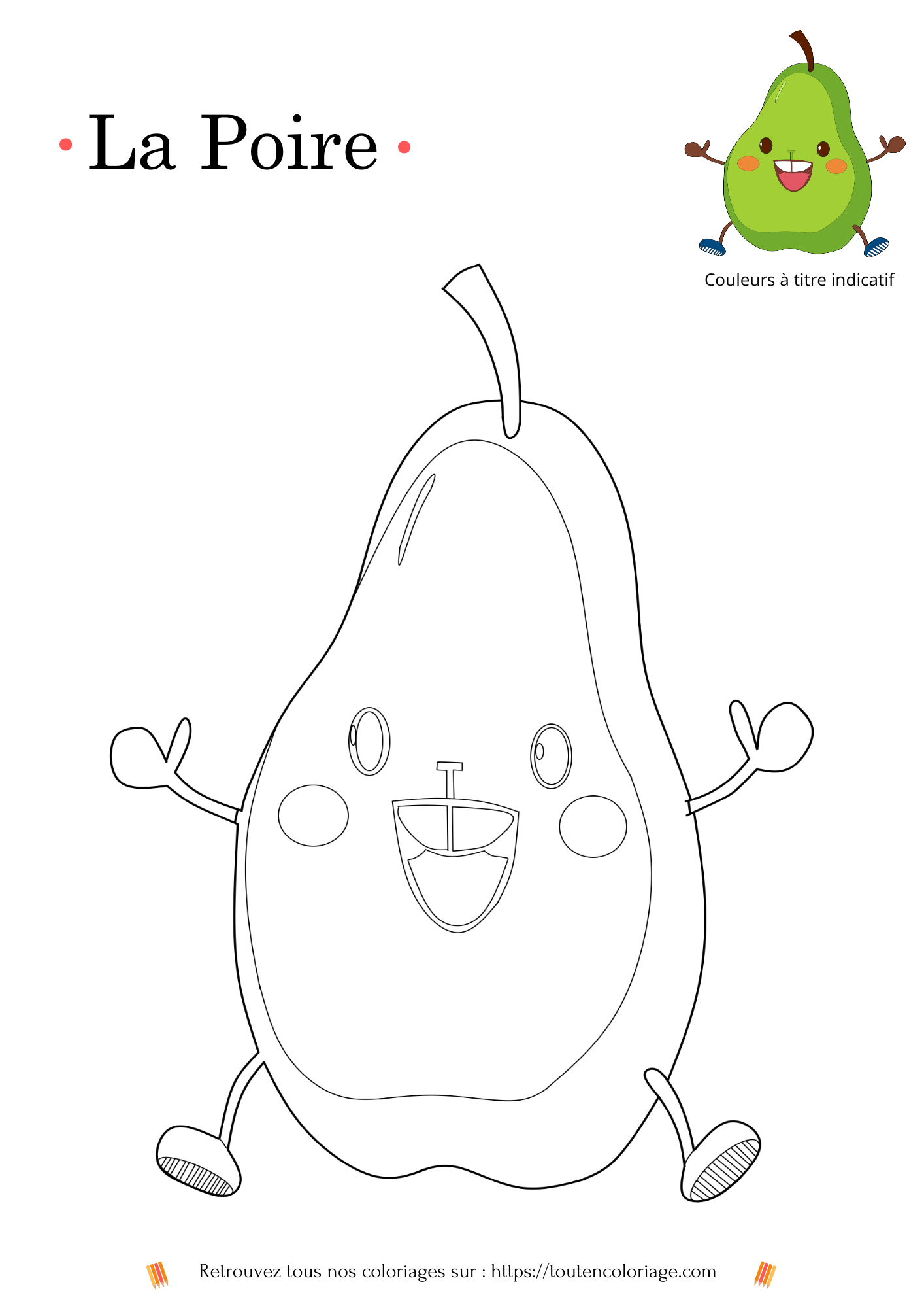 coloriage à imprimer et colorier d'une poire pour les enfants
