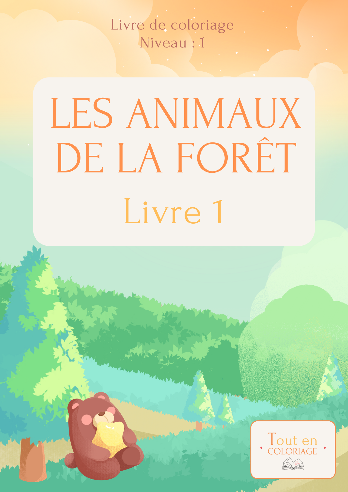 Livre de coloriage a imprimer sur les animaux de la forêt comme le loup l'écureuil et le hibou.