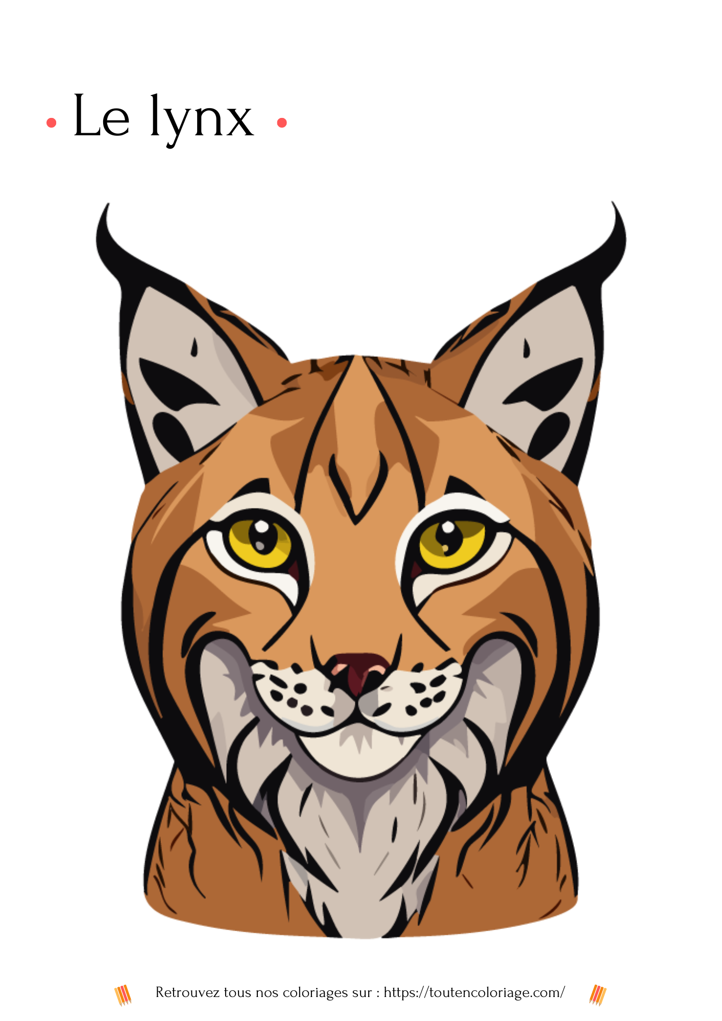 Coloriage a imprimer d'un Lynx a retrouver dans notre livre sur les animaux de la savane.