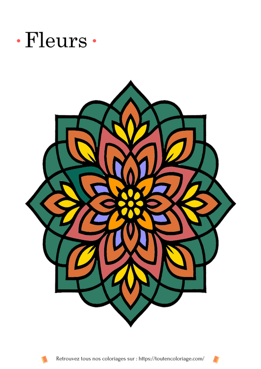 Dessin à colorier d'un mandala en forme de fleur à imprimer pour adulte
