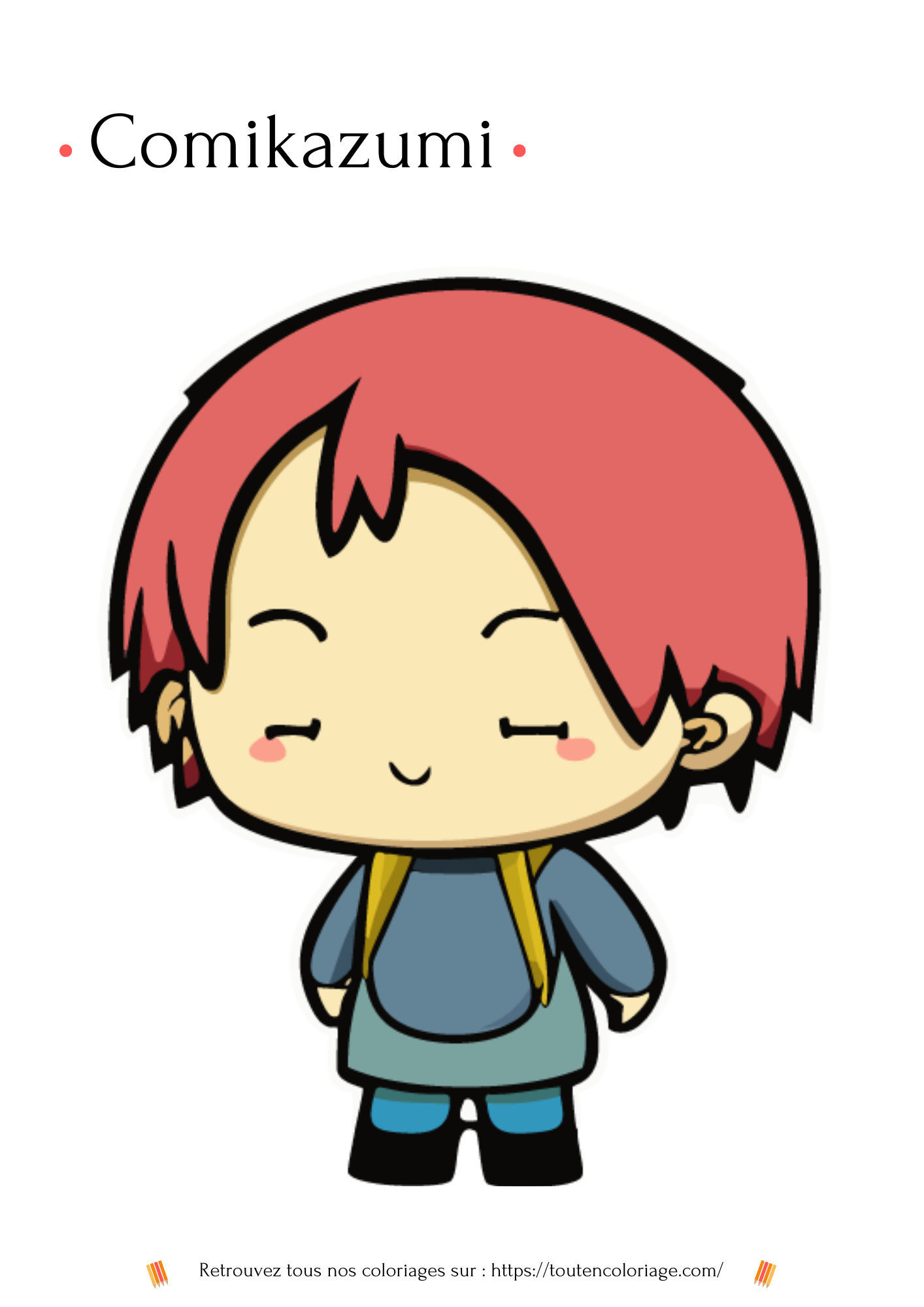 Coloriage à imprimer d'un personnage de manga pour enfants et adultes de tout âges issue de notre livre de coloriages sur les mangas.
