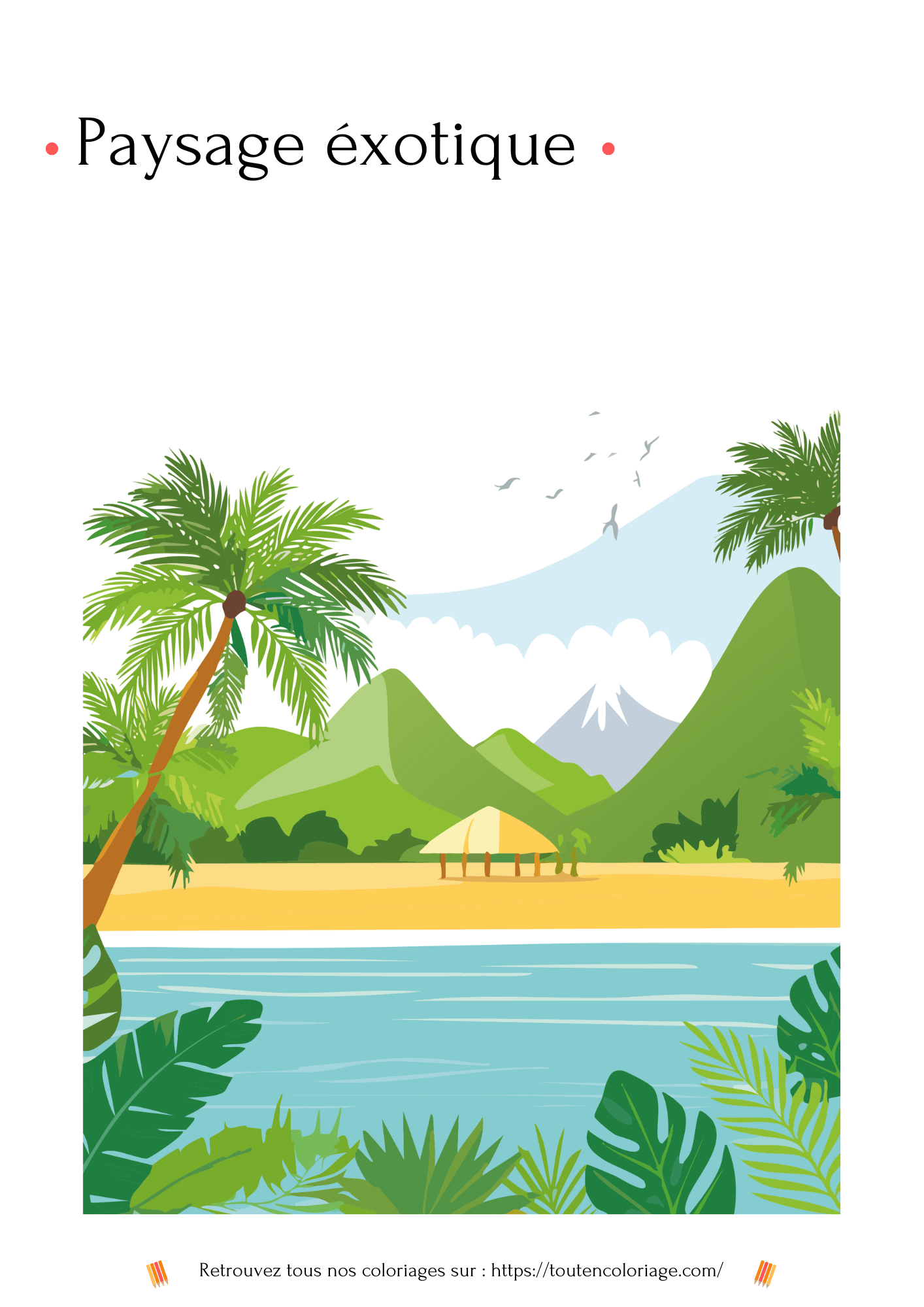 Coloriage à imprimer d'un magnifique paysage exotique de la baie d'Halong au Vietnam