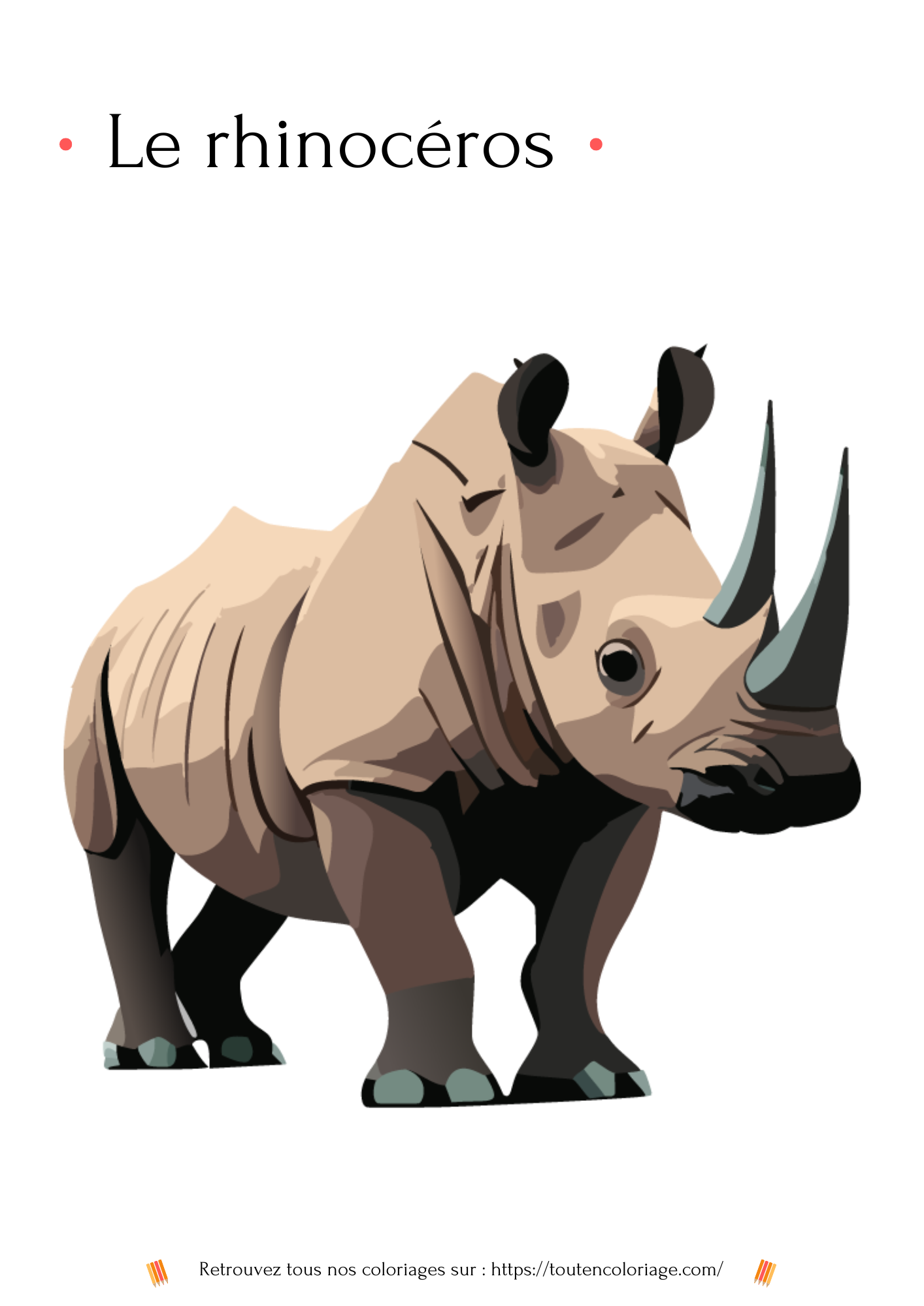 Coloriage à imprimer d'un rhinocéros.