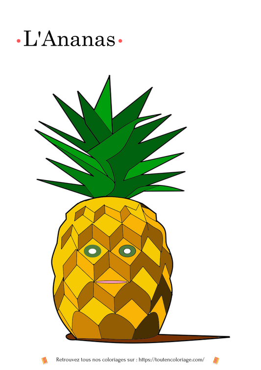 Dessin d'un ananas facile à colorier pour les enfants et les adultes.