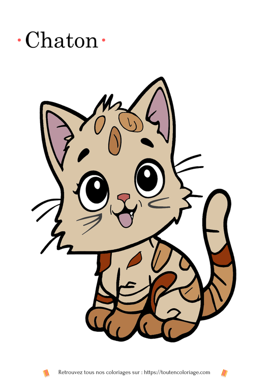 Coloriage facile pour enfants d'un chaton très mignon