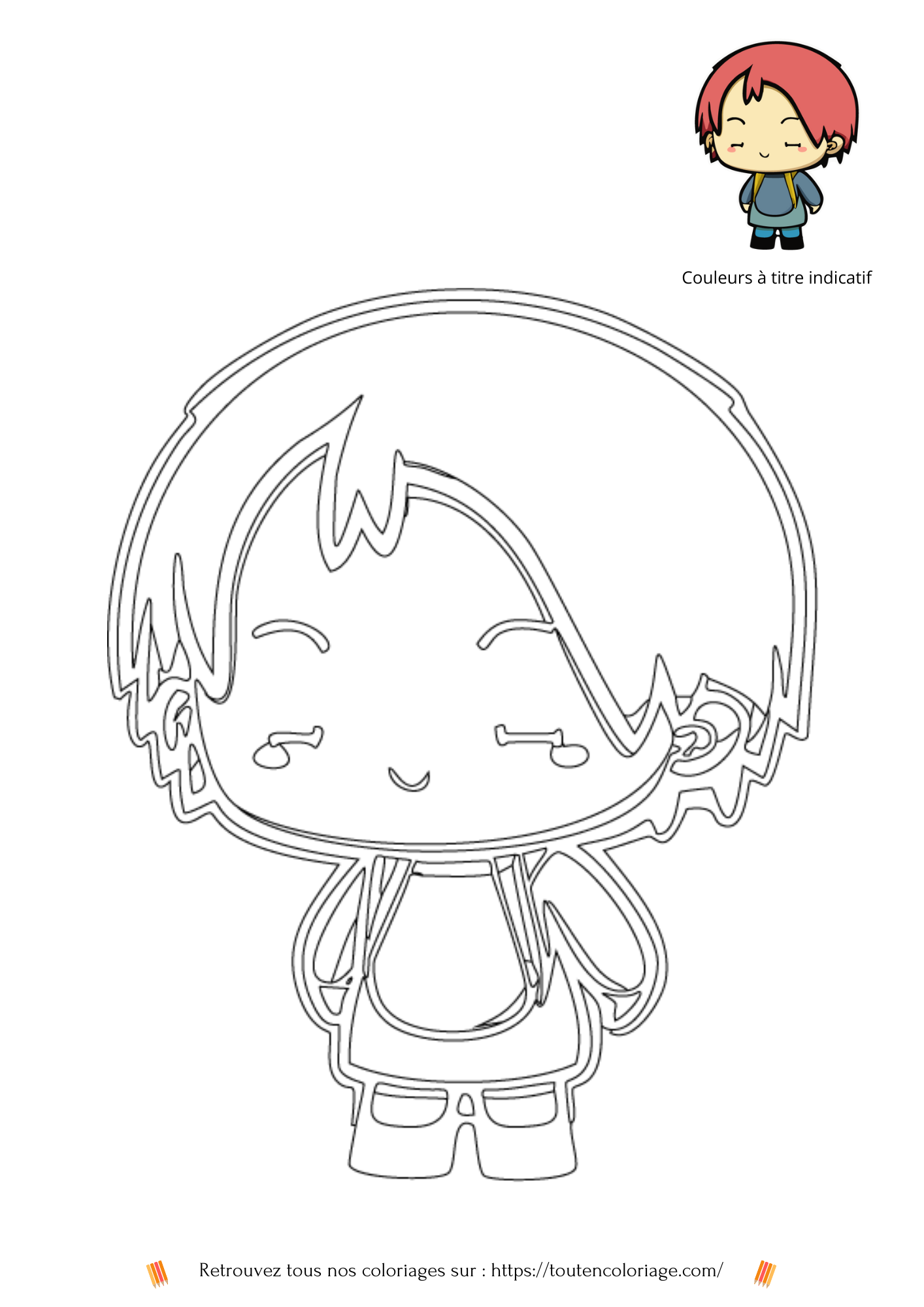 Coloriage à imprimer d'un personnage de manga pour enfants et adultes de tout âges issue de notre livre de coloriages sur les mangas.