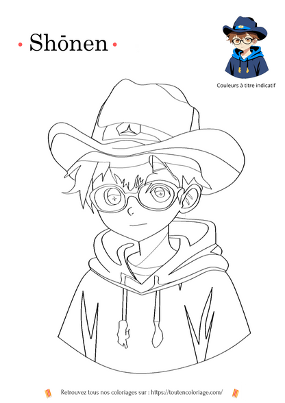 Exprimez votre créativité en coloriant ce personnage de manga garçon unique.