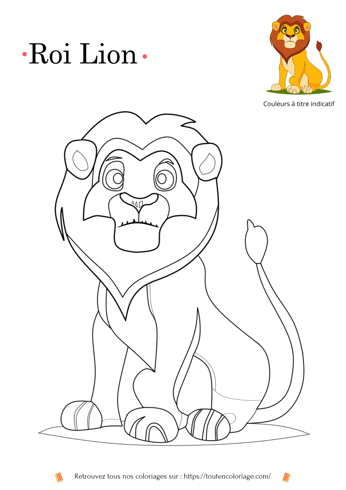 Coloriage a imprimer d'un superbe Lion assis à retrouver dans notre collection de dessins à colorier sur les animaux.