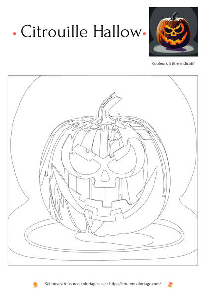 Dessin a imprimer d'une citrouille pour la fête d'Halloween