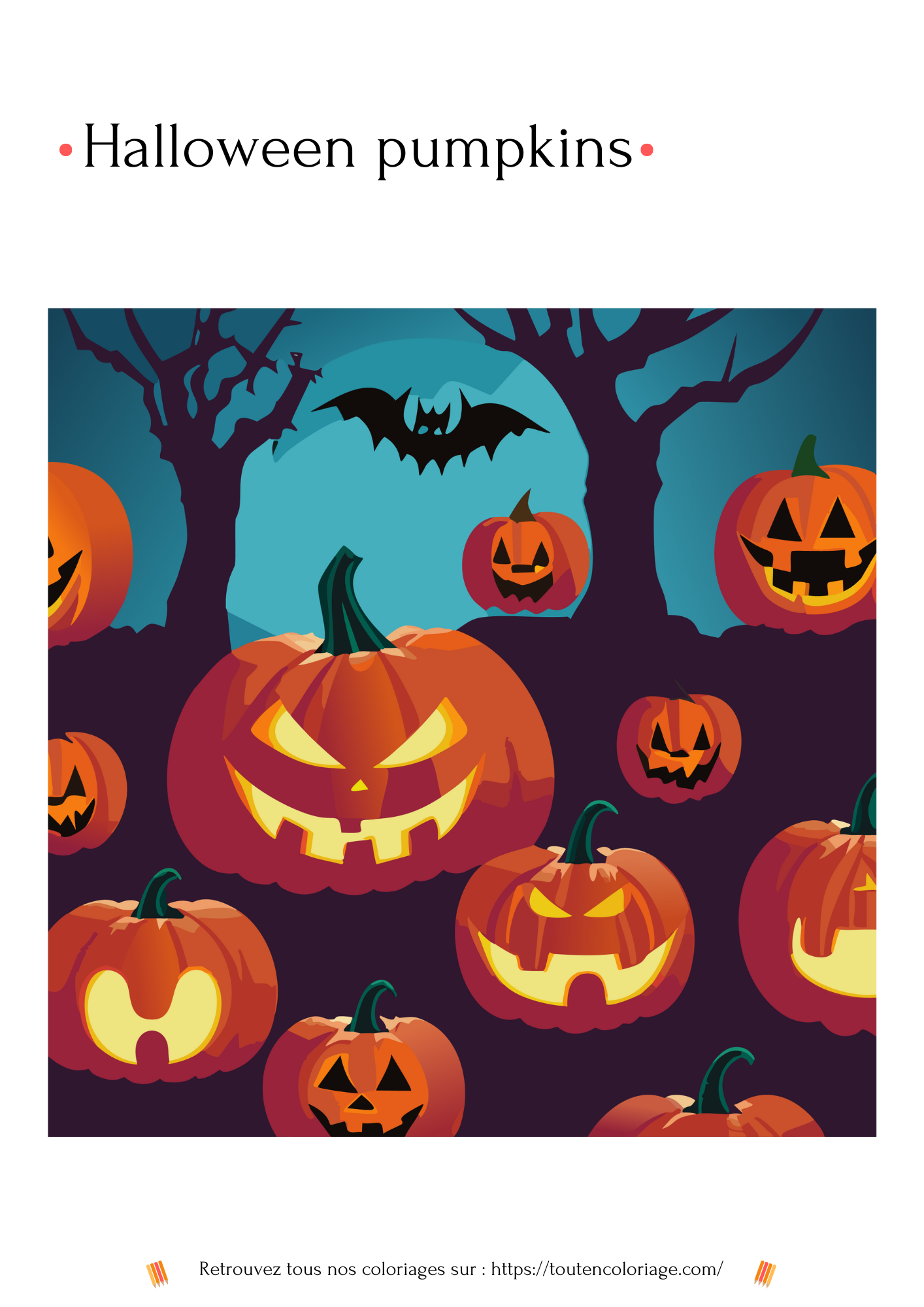 Coloriage a imprimer de citrouilles lumineuses pour Halloween