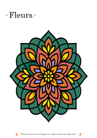 Dessin à colorier d'un mandala en forme de fleur à imprimer pour adulte