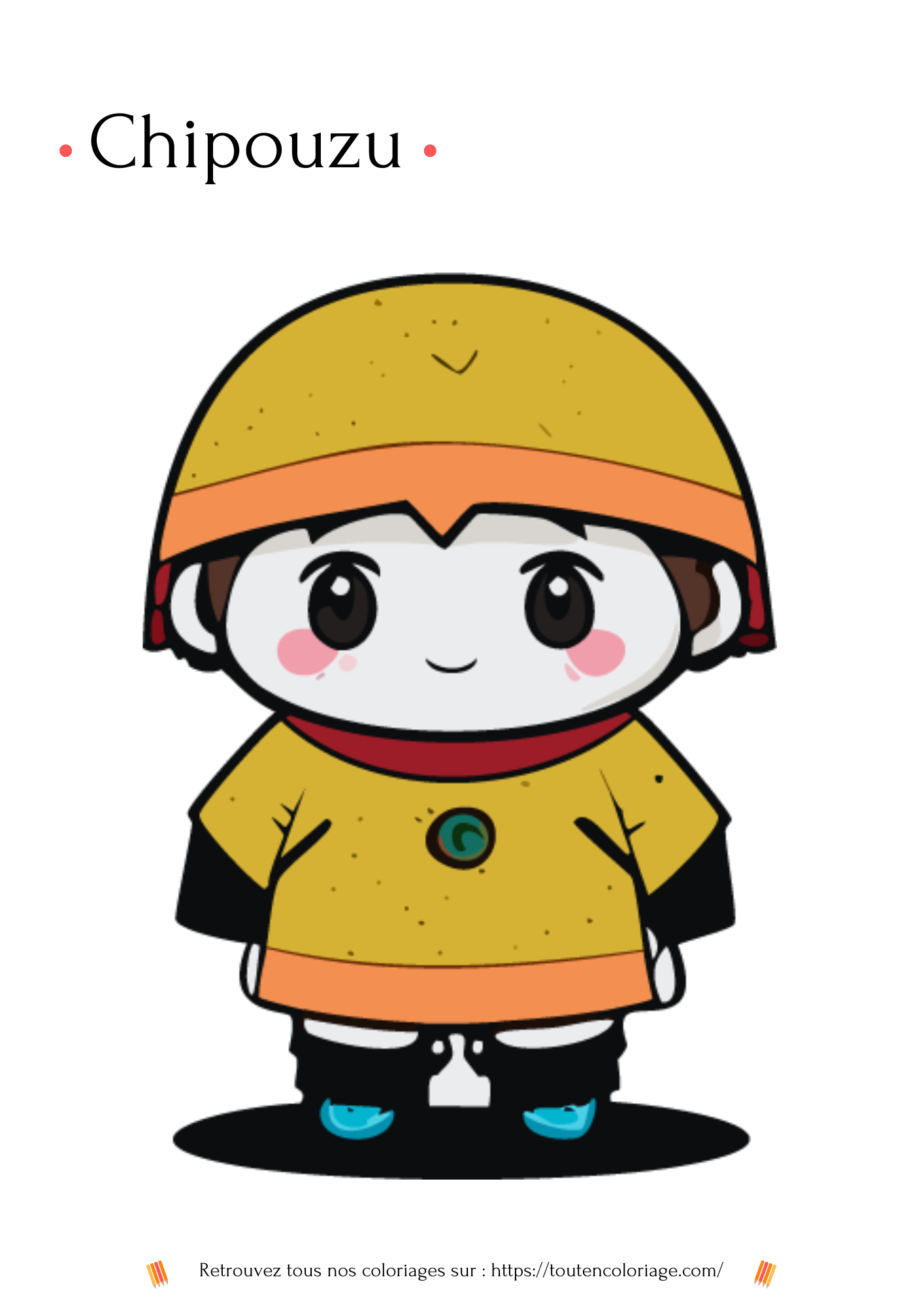 Coloriage à imprimer d'un personnage de manga garçon pour enfants et adultes de tout âges.