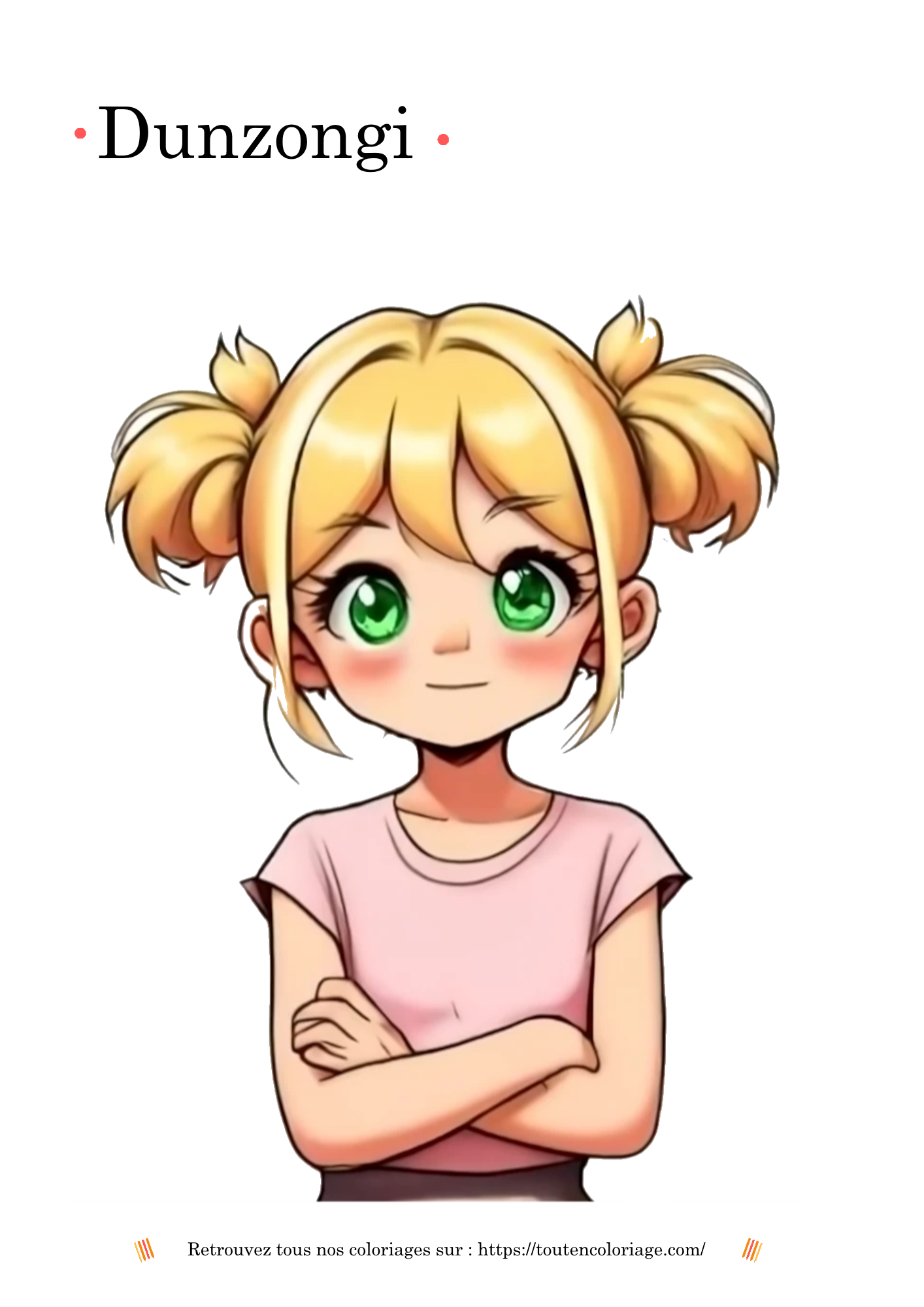 Coloriage a imprimer d'un manga fille avec les cheveux blond et les yeux vert