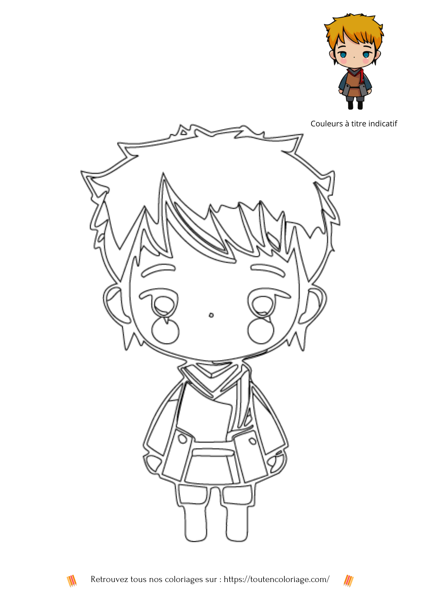 Coloriage à imprimer pour enfants et adultes de tout âges d'un personnage de manga nommé Cocomatsumi - Dessin à colorier  issue de notre livre de coloriages à télécharger en PDF sur les Mangas