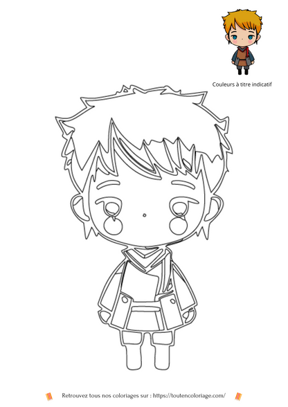 Coloriage à imprimer pour enfants et adultes de tout âges d'un personnage de manga nommé Cocomatsumi - Dessin à colorier  issue de notre livre de coloriages à télécharger en PDF sur les Mangas