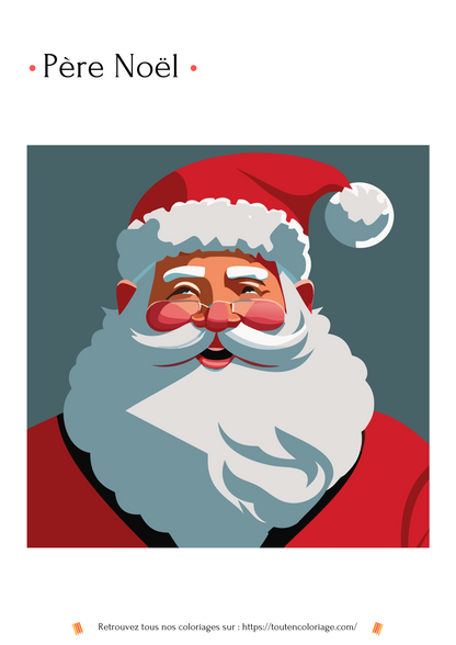 Coloriage à imprimer d'un superbe pére noël avec une longue et belle barbe blanche