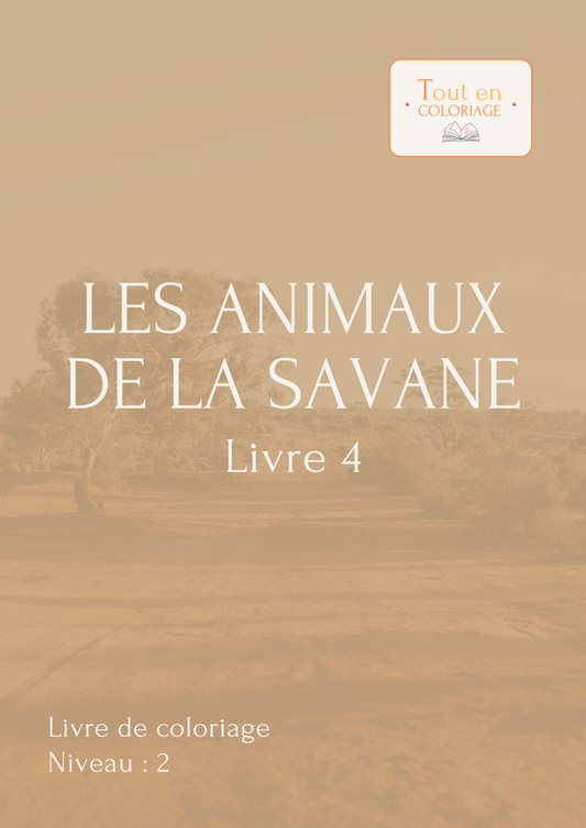 Livre de coloriages à imprimer sur les animaux de la savane - dessin à colorier de niveau 2