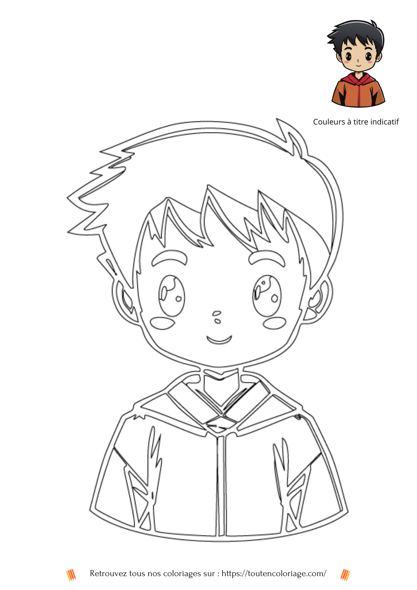 Personnage de mangas à colorier coloriage pour enfants et adultes de tout âges, PDF téléchargeable sur toutencoloriage.com