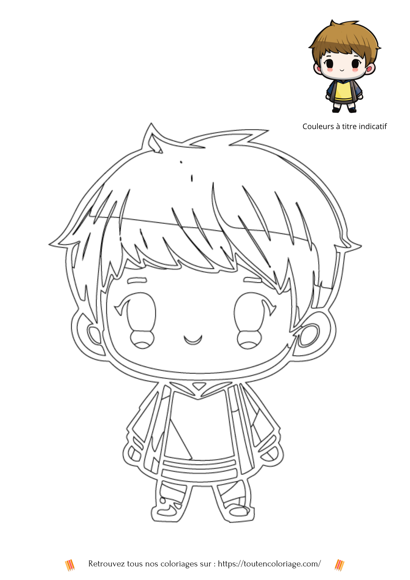 Personnage de mangas à colorier coloriage pour enfants et adultes de tout âges, PDF téléchargeable sur toutencoloriage.com